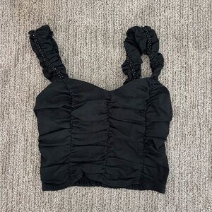 Forever 21 Black Ruched Crop Top